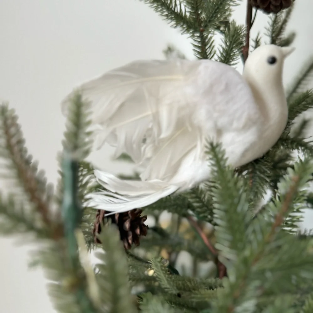 Lot 3 Vintage front Pottery Barn Doves Birds Feathered Christmas